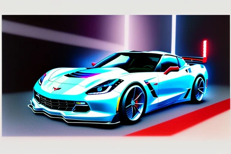 a true-to-life 2015 chevrolet corvette c7.r, centered, intricate, extreme detailed, photorealism, center view, city background, pivot on chevrolet, pen and color marker, painting by cheryl kelley