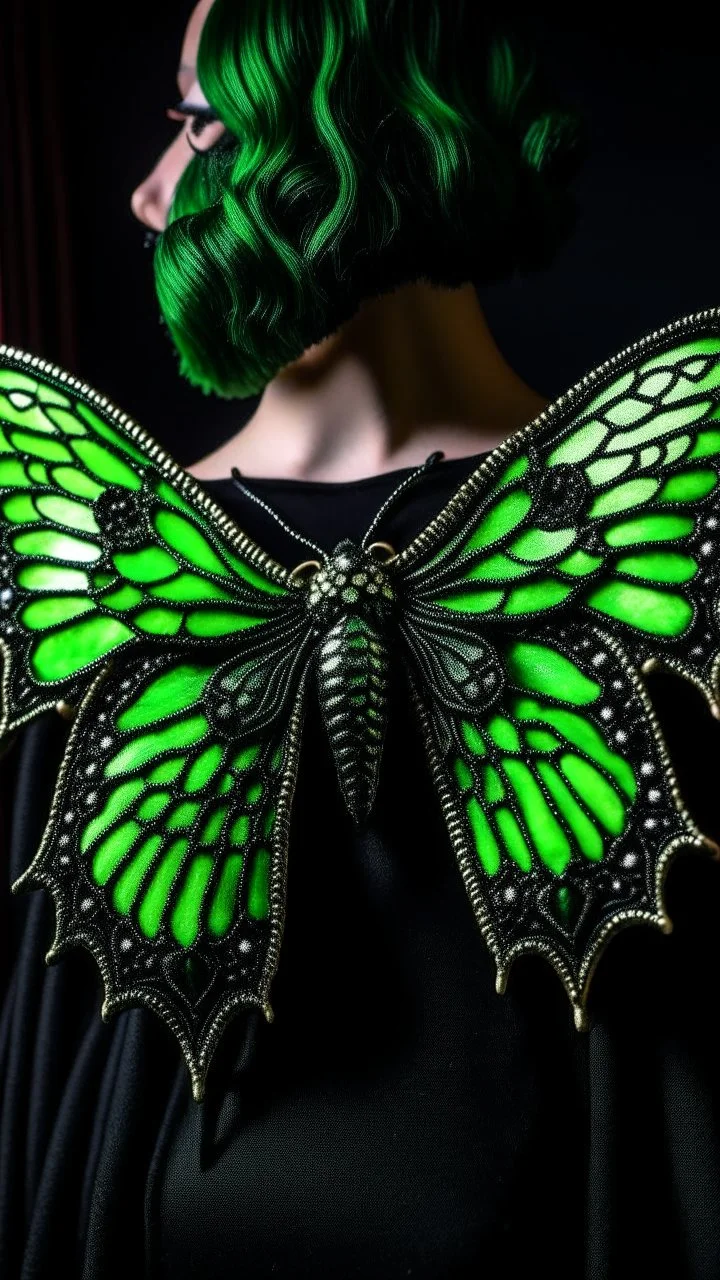 metal gothic green moth wings