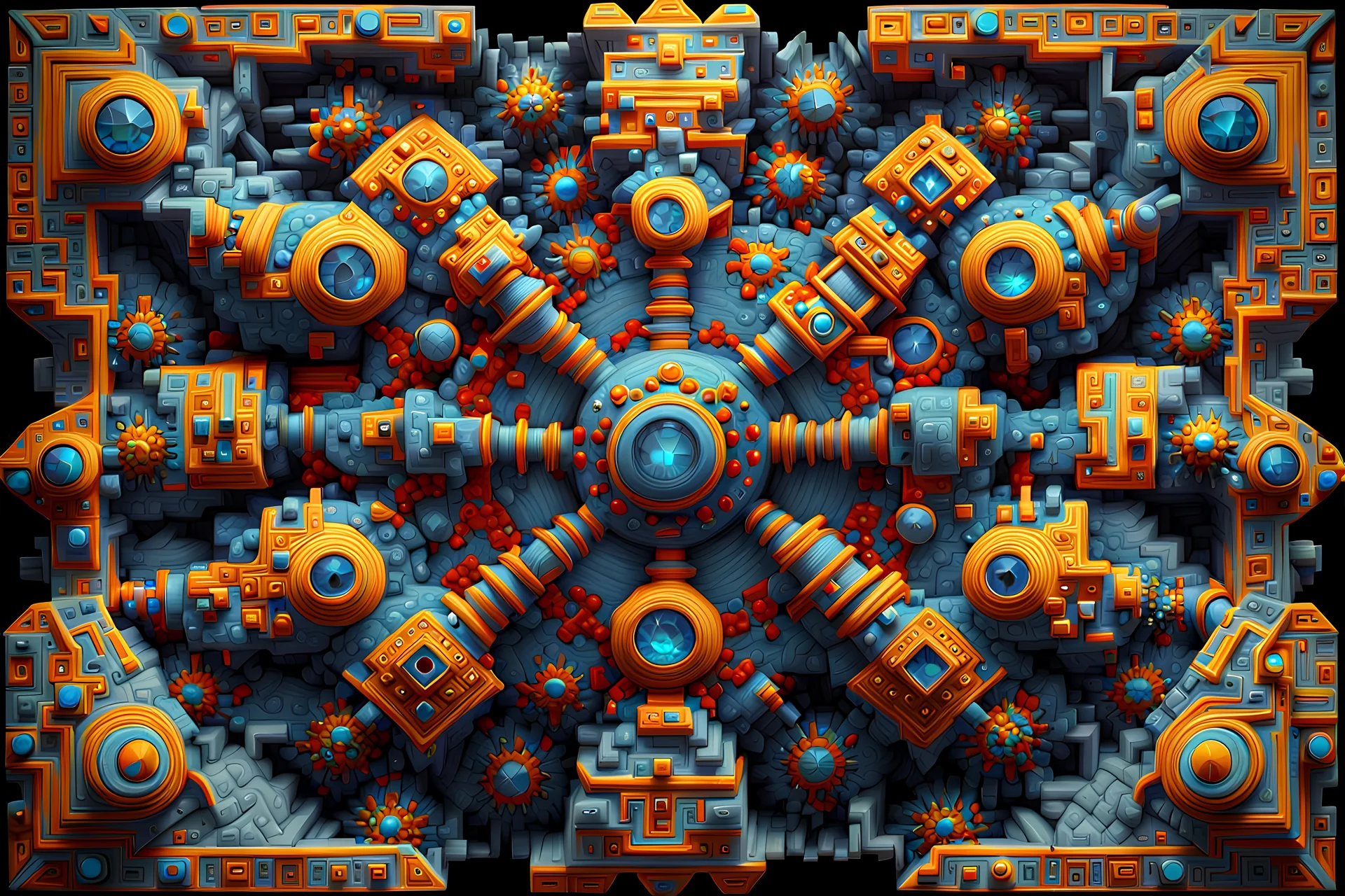 Escher jeweled aztec fractal nuclear powerhouse