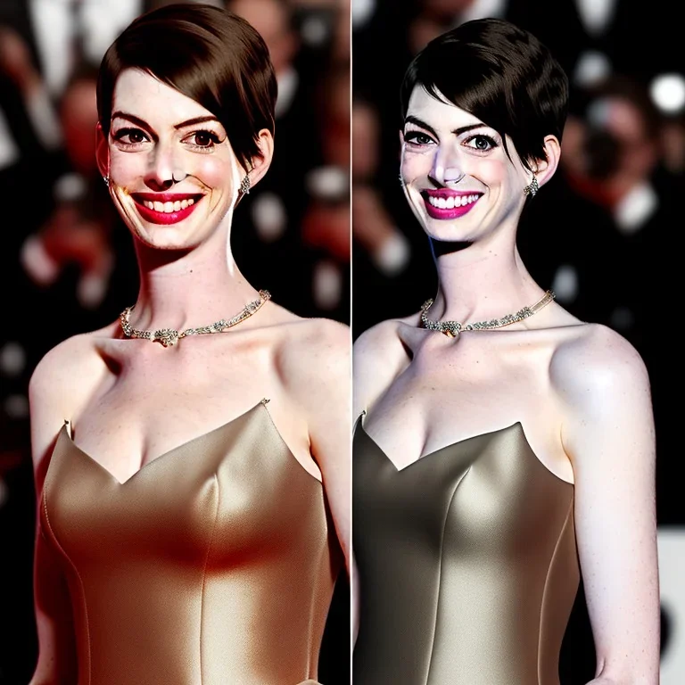 Anne Hathaway, wearing fantastic dress, 8k, highly detailed, realism, fine detailed,