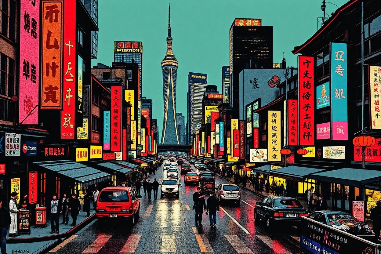 pop art pixels 1000 images shanghai in the style of warhol