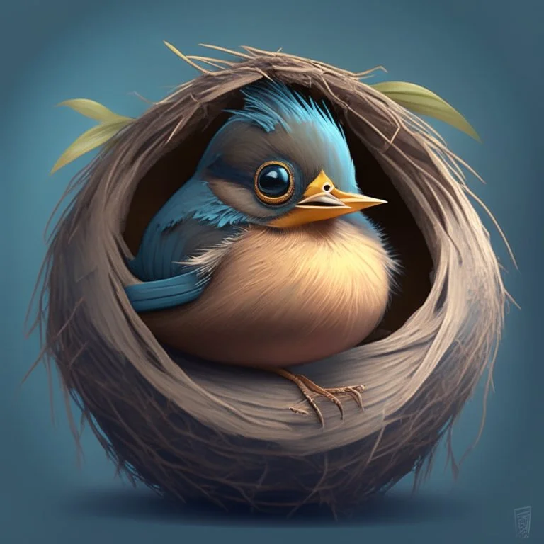 bird sitting on a nest, cute avatar