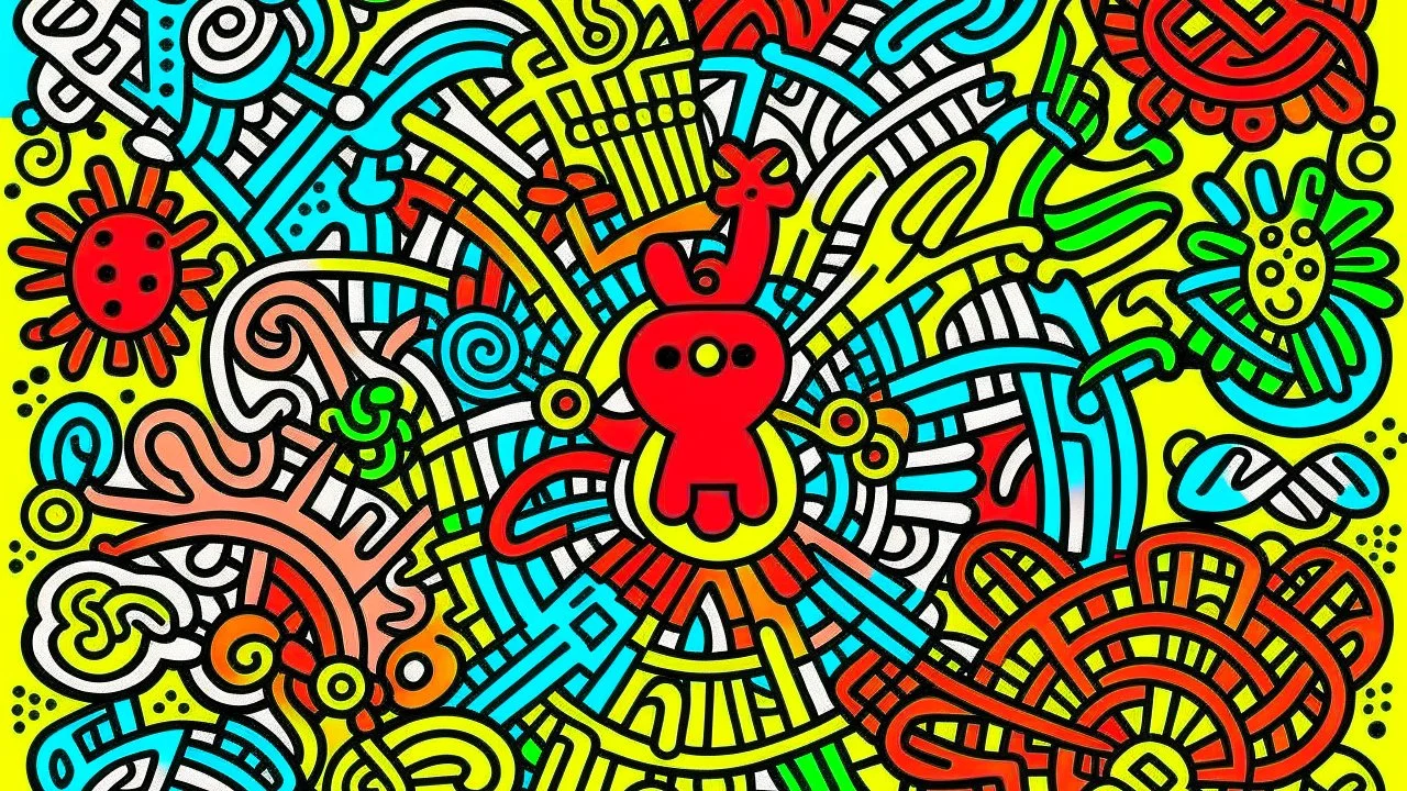 generates a picture based on the work and style of Keith Haring