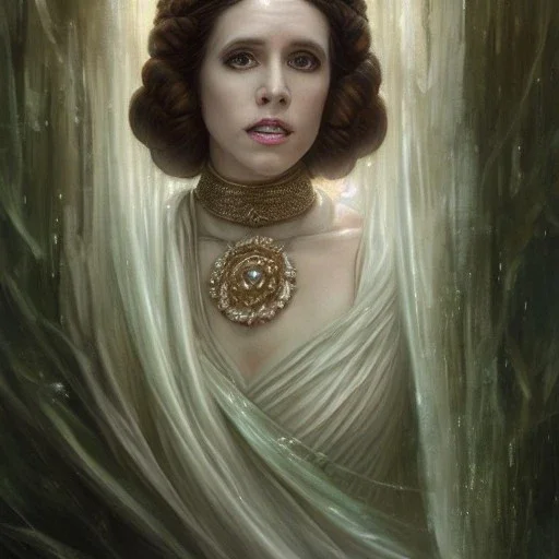 Princess leia goddess, perfect face, fantasy, beautiful face, gorgeous, intricate, dramatic lighting, emotionally evoking symbolic metaphor, highly detailed, photorealistic, artstation, concept art, smooth, sharp focus, art by albert aublet and krenz cushart, tomasz alen kopera, peter mohrbacher, and alphonse mucha, sharp focus, emitting diodes, smoke, artillery, sparks, racks, system unit, motherboard, by pascal blanche rutkowski repin artstation hyperrealism painting concept art