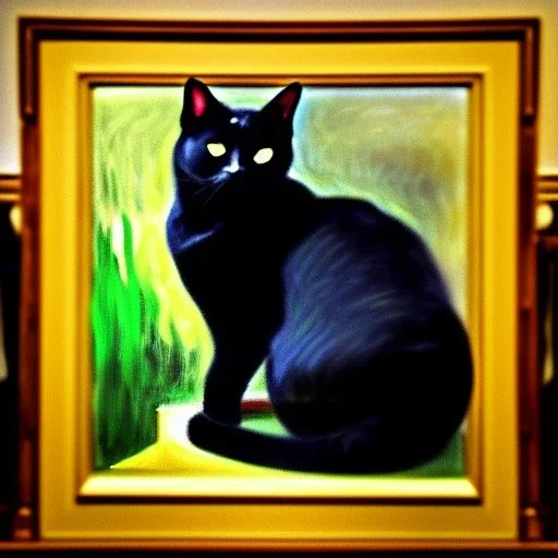 oil portrait of a Cat watching a fishbowl by Monet 8k