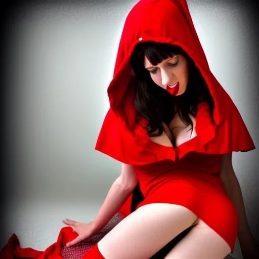 licking the thighs of gorgeous red riding hood