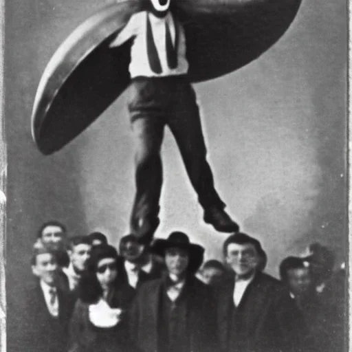 Creepy old photo flying saucer man, tramp