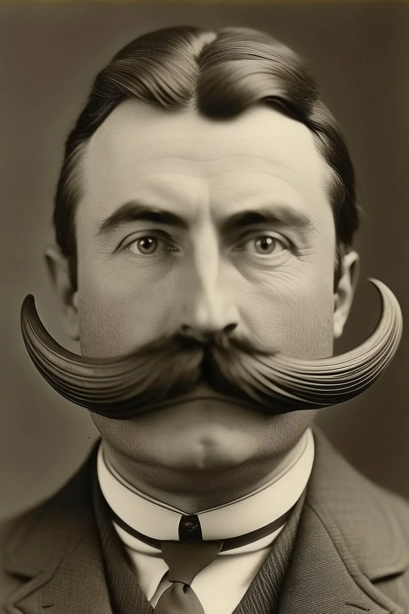 Man with an egg-shaped head and an impressive moustache