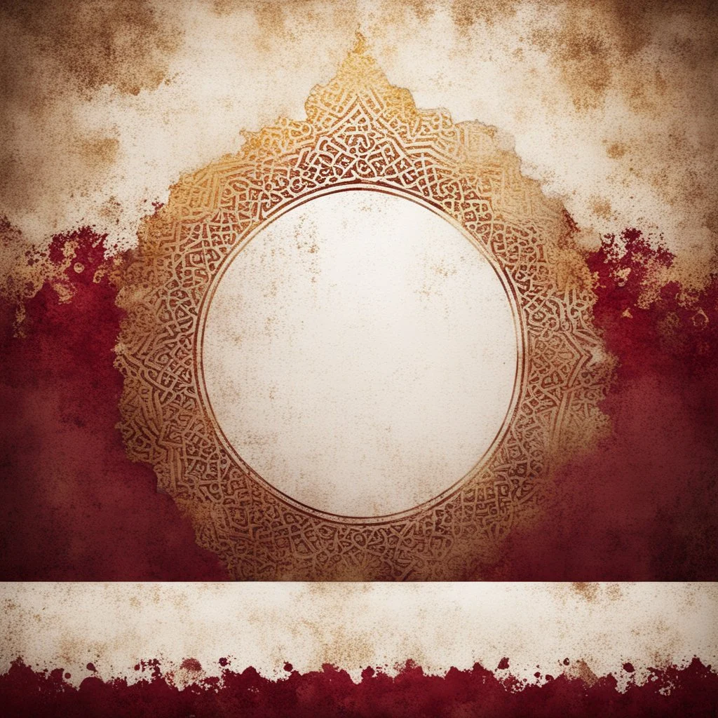 Hyper Realistic White, Golden & Maroon Islamic Sufi Rustic Grungy Background & vignette effect