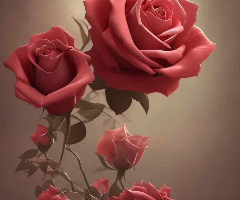 a beautiful rose with faded red color background, hyper realism, hyper details