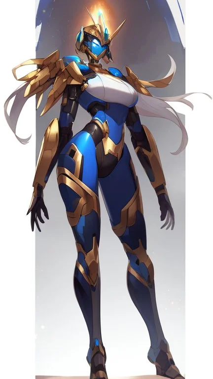 a beautiful blu and gold robot .