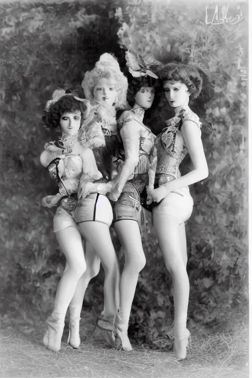 Four Ziegfeld Girl on short jeans