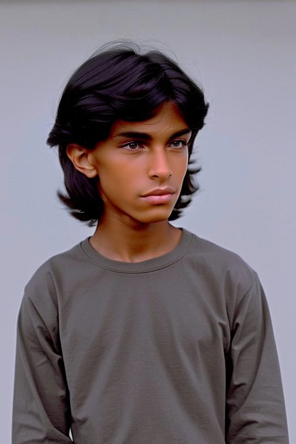 Appearance: Ari has a mixed-race skin tone with a light brown complexion. He has dark hair in a page boy haircut, and his hair length could be somewhere in-between long and short. His face is thin with high cheekbones and dark eyes that are often full of emotion. He stands at around 5 feet 7 inches tall, with a lean build that suggests he doesn't engage in a lot of physical activity.