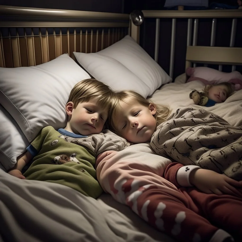 kids sleeping in their bed