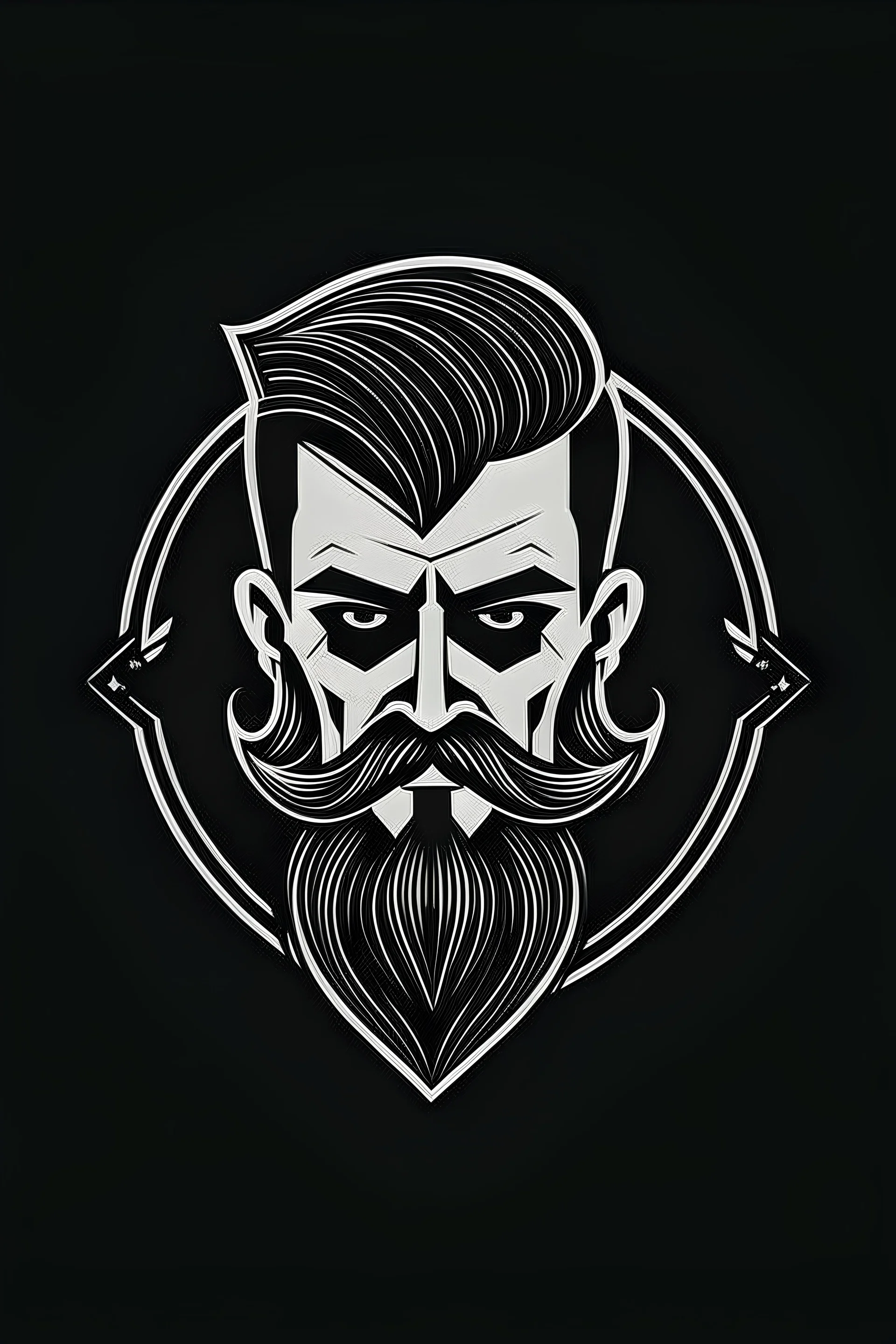 Logo, men's Barber ,scissors, skeleton, beard, mustache,SIMPLE