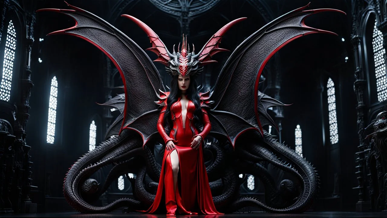 she is a dragon and a demon. h. r. giger. red. the naked truth. fantasy concept art, exquisite realism, a masterpiece, dynamic lighting, hyperdetailed, intricately detailed, deep color, Unreal Engine, volumetric lighting , Epic cinematic brilliant stunning intricate meticulously detailed dramatic atmospheric maximal, CAMERA: Nikon Z7 | FOCAL LENGTH: 105mm | SHOT TYPE: Close-up | COMPOSITION: Centered | LIGHTING: Soft, directional