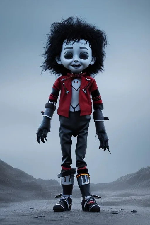 Edward scissorhands toddler, full body, jump, bokeh, hyper realistic