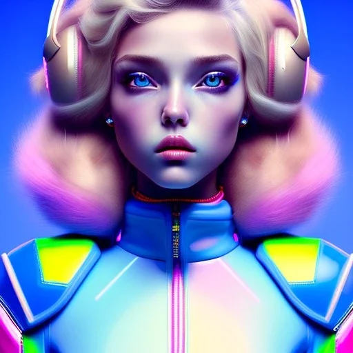 blonde woman teenager, purpurin, latex coat, gradient color, BLUE, PINK, CYAN, neon, insanely detailed, 16k resolution, perfect eyes, cinematic smooth, intricate detail