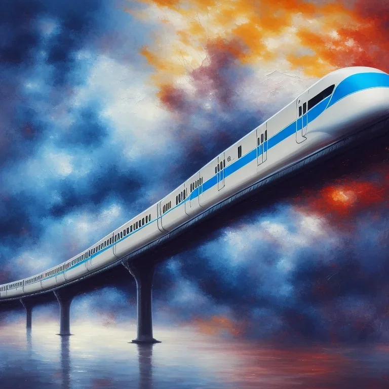 an abstract painting of a maglev train, highly detailed