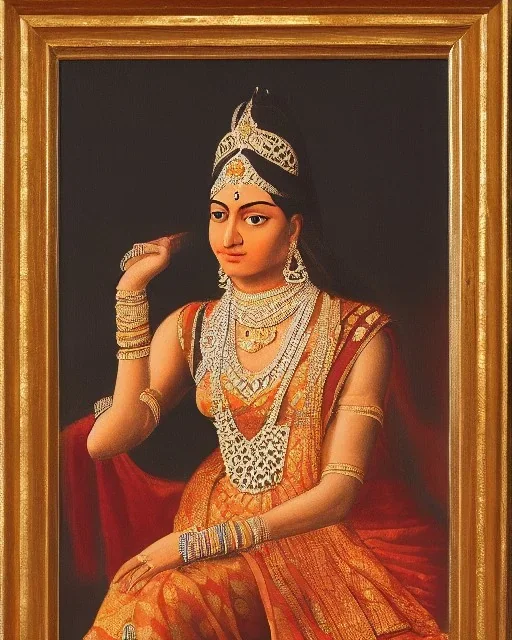 portrait of an Indian queen in van gouge style, detailed, sharp , cinematic