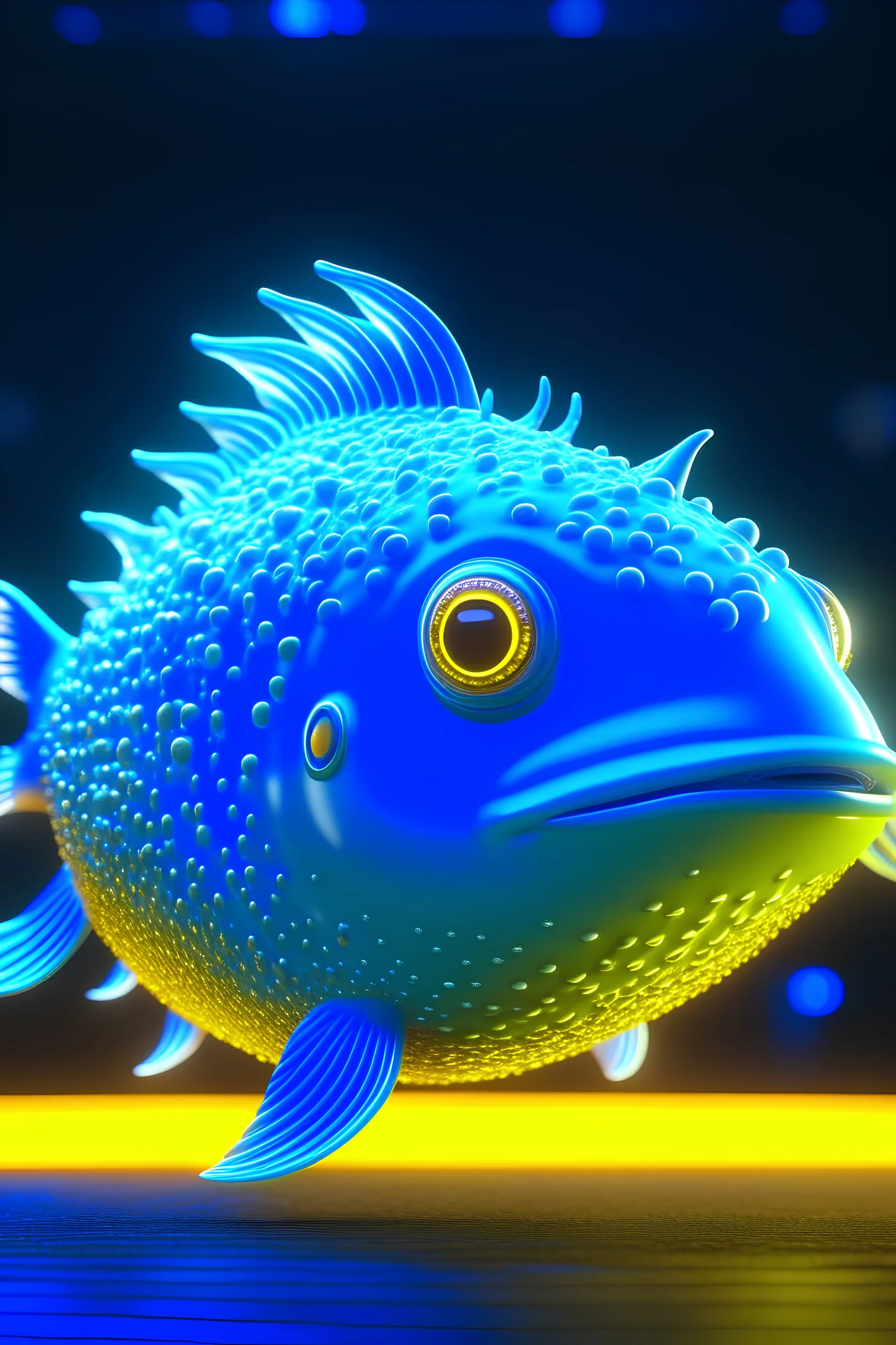 Dolphin pufferfish alien , unreal engine 5, concept art, art station, god lights, ray tracing, RTX, lumen lighting, ultra detail, volumetric lighting, 3d