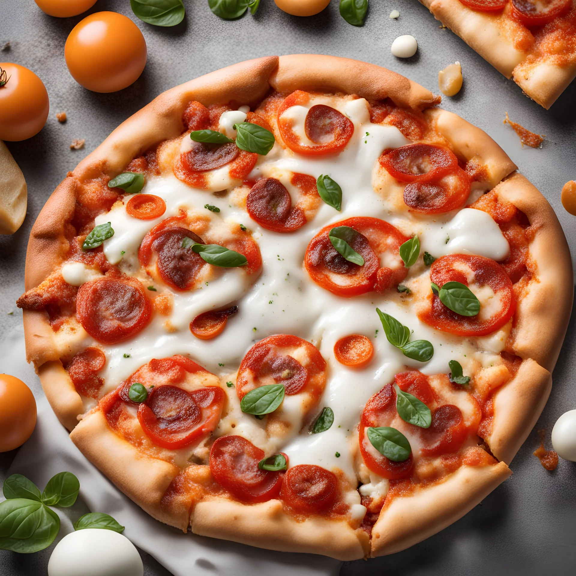 A social media post of a delicious pizza filled with mozzarella