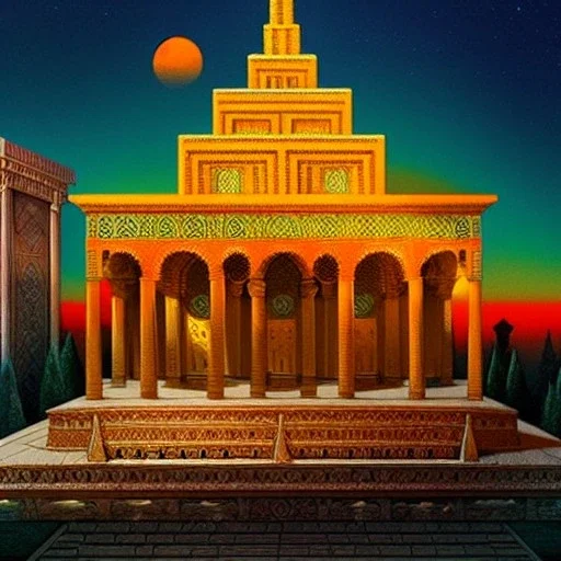 fullbody Drawing of 'sketch of King Solomon's Temple',intricate detail,andrea bonelli,Kilian Eng,Ohrai,evan lee,Aleksandr Sidelnikov,KyuYong Eom,three quarters frontal aerial view,toned colors,32k