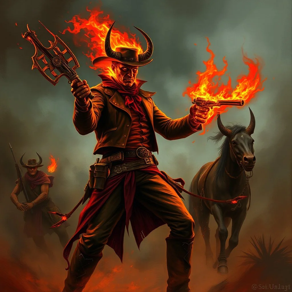 blaze the pyromaniac devil wild west bandit fantasy art