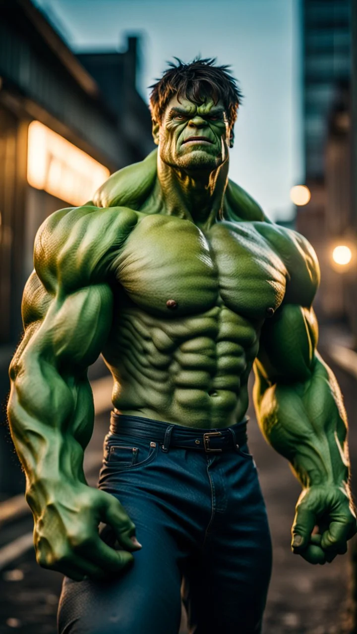 hulk, moody beautiful lighting, best quality, full body portrait, true portrait, complex details, depth of field, fujifilm xt3, outdoor, beautiful lighting, raw image, 8k uhd, film grain, unreal engine 5, ray tracing. Tracks