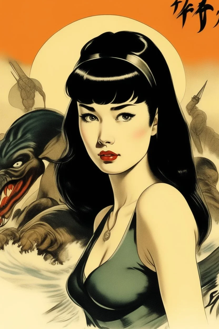 art from japanese style 1900 movie, Betty Page