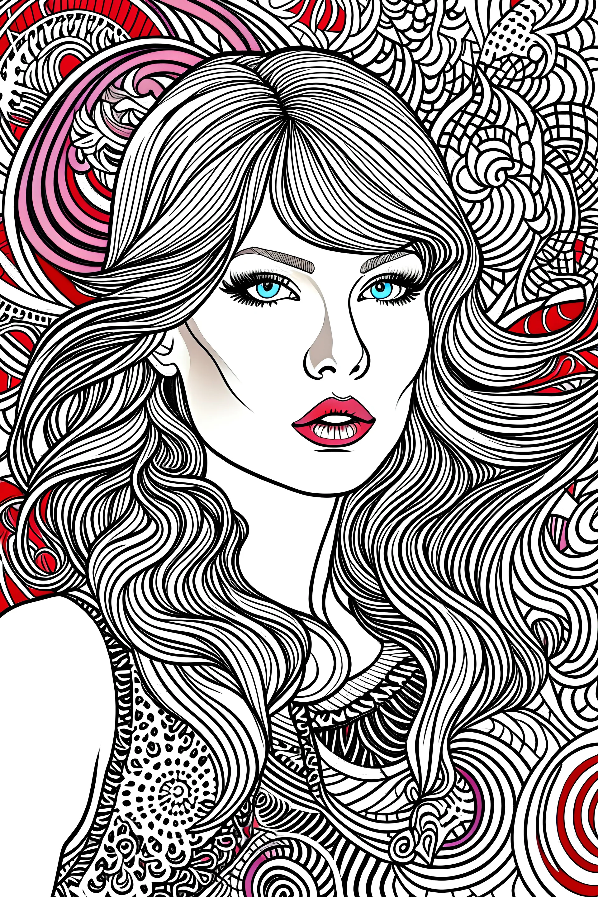 Design a coloring page based on Taylor Swift's "red" album