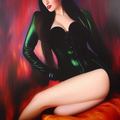 Full body portrait, painting, medium shot lady Coffinwood