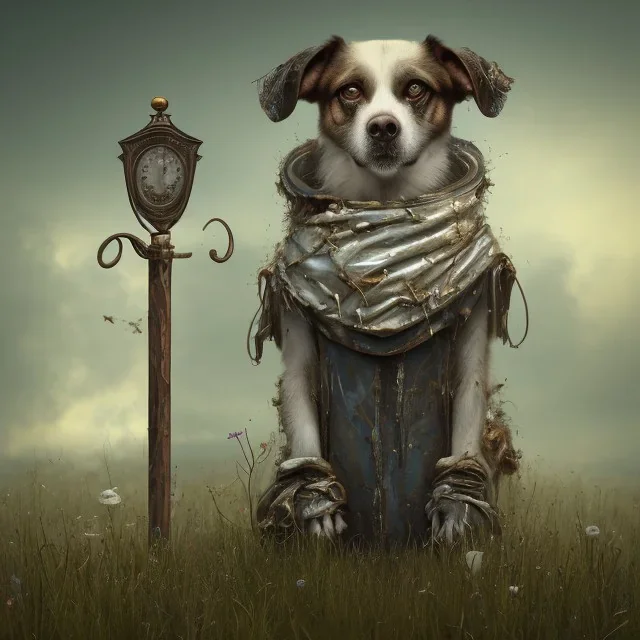 sad, abandoned, miserable dog tied to a post near a lonely highway next to a robed Grim Reaper standing nearby, 8k resolution, high-quality, fine-detail, iridescent, intricate, digital art, detailed matte, volumetric lighting, illustration, 3D octane render, brian froud, howard lyon, selina french, anna dittmann, annie stokes, lisa parker, greg rutowski