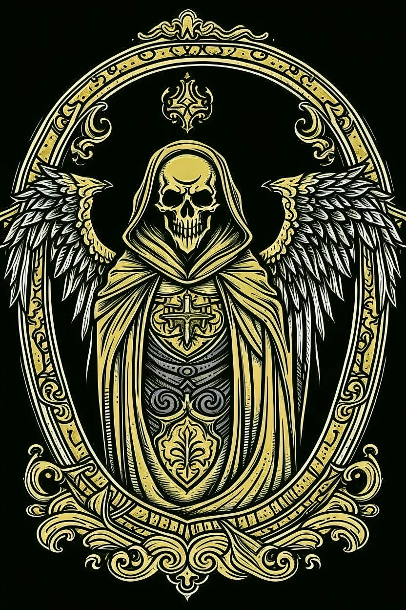 A coat of arms featuring the angel of death