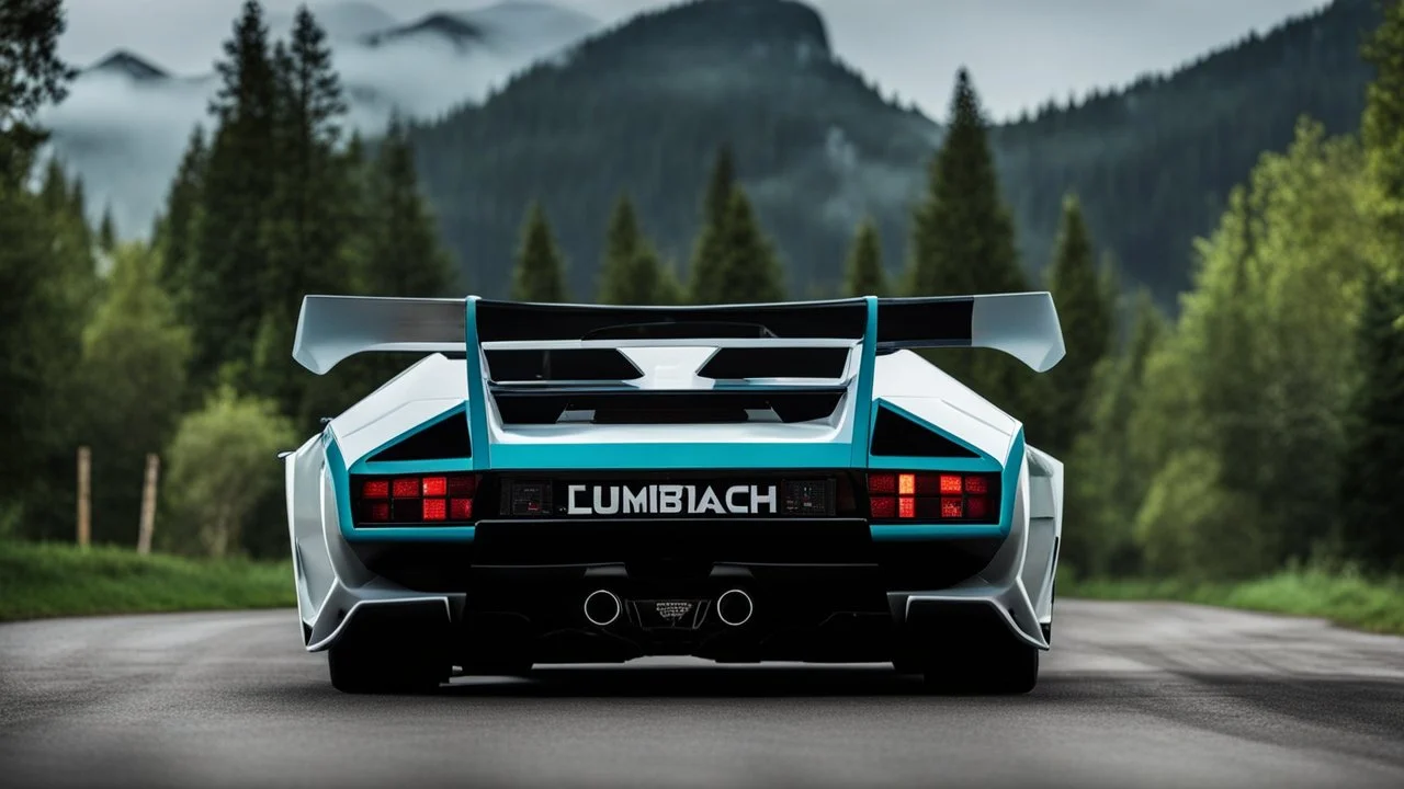 Lamborghini countach UFO body kit mansory ,rear view, desktop wallpaper, 4K, Cinematic