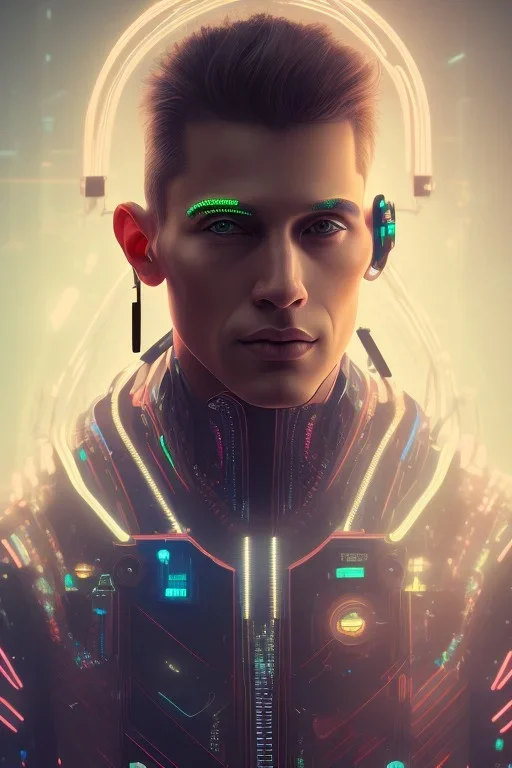 cyberpunk, head, men, portrai, tron