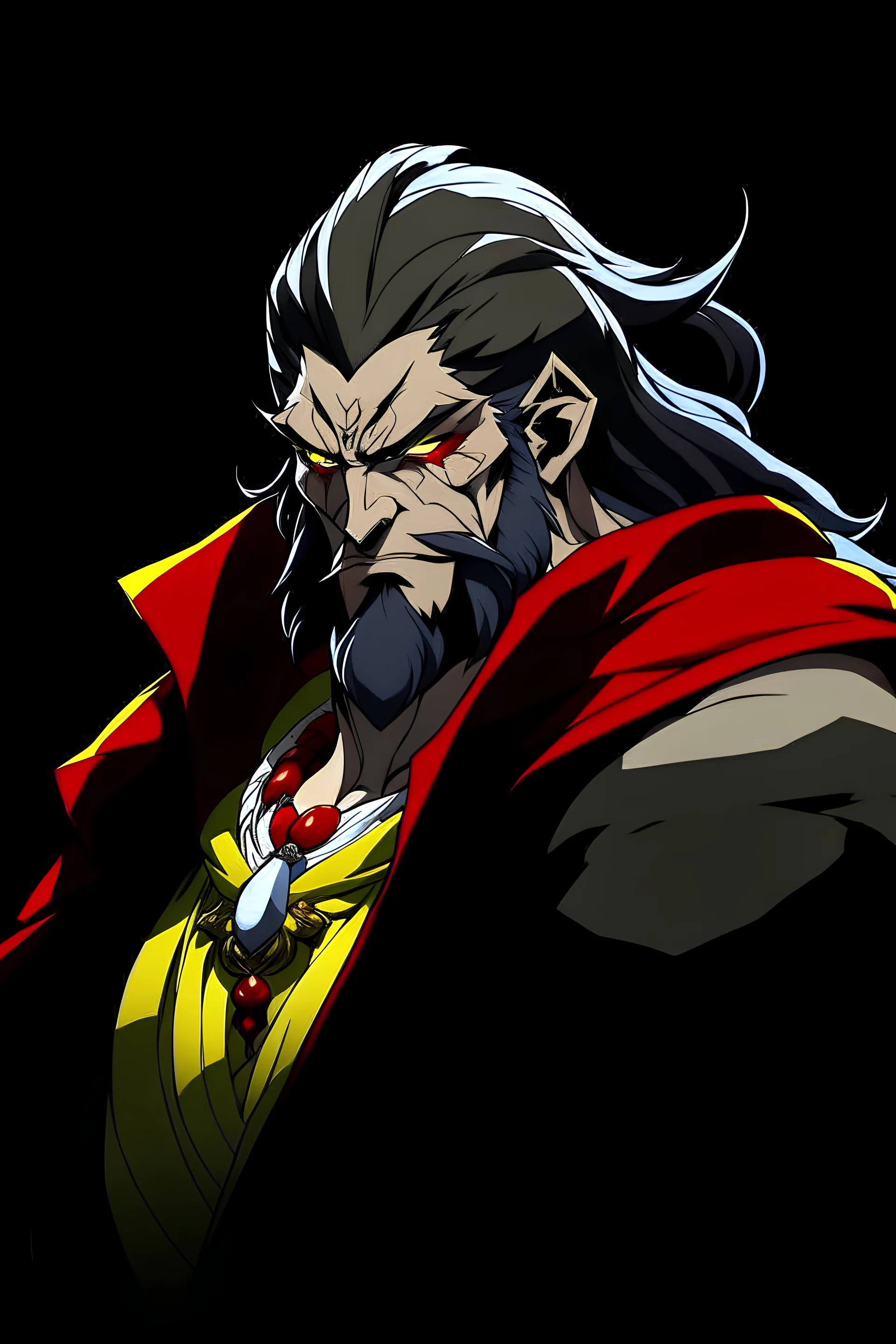 Hades, dracula, 1man, anime, facing forward, beard