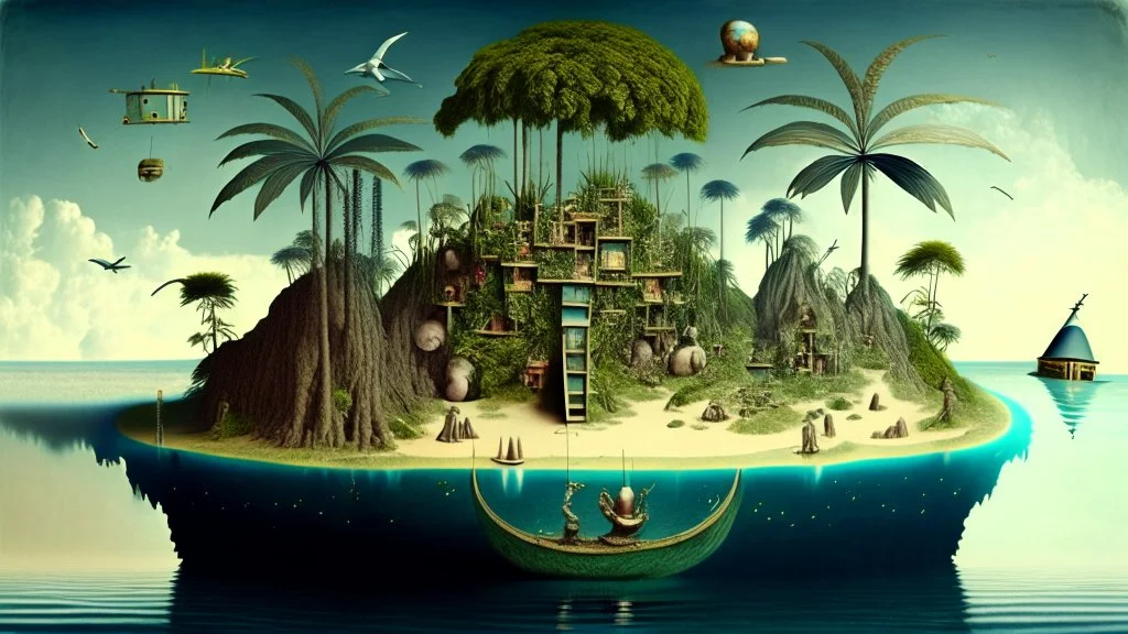 Extense Hyeronimus Bosch-style paradise island