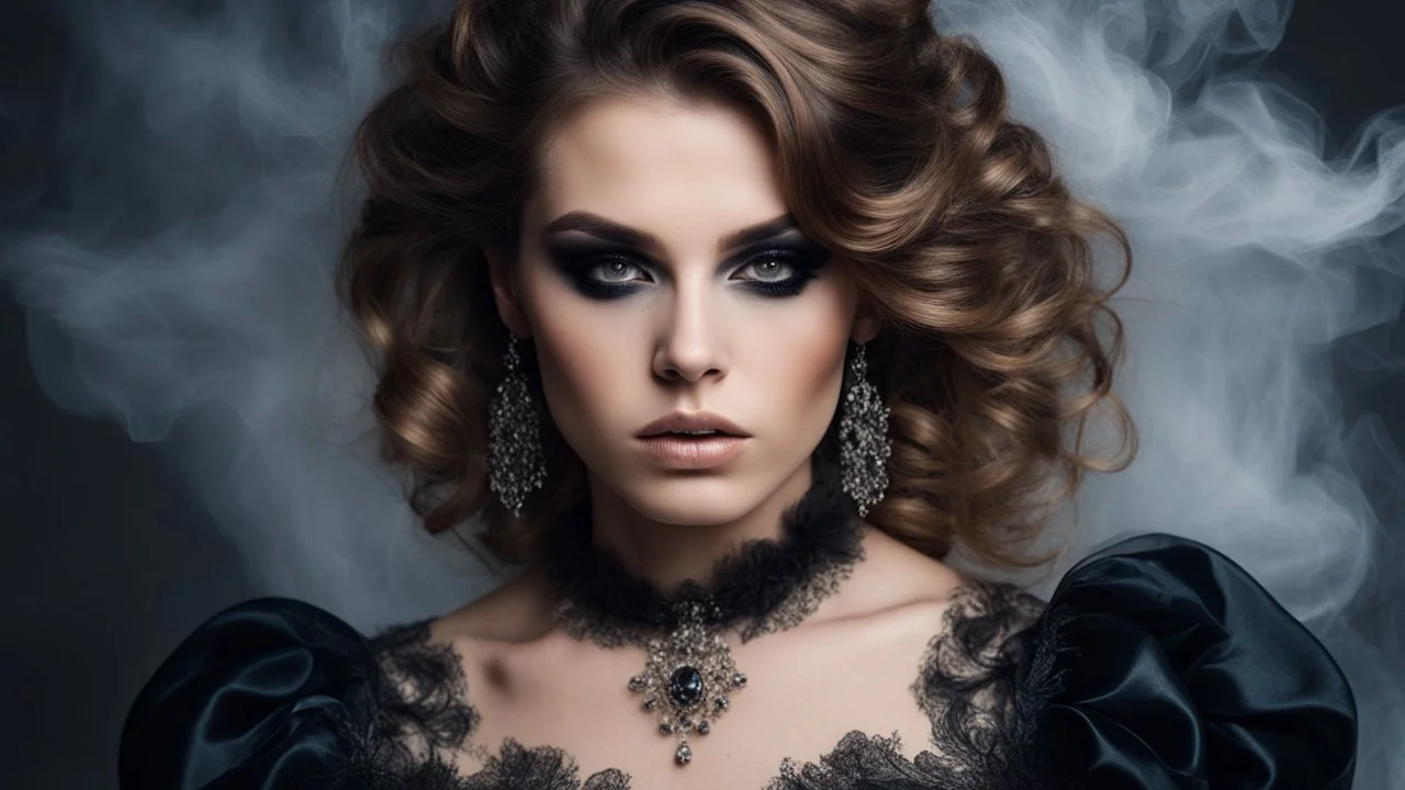 Fashion shoot, portrait, baroque, photo model, smoky eyes