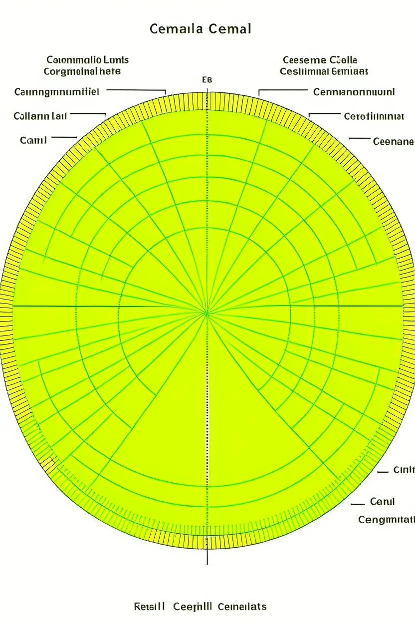 Elliptical stage chart with measurements in cm