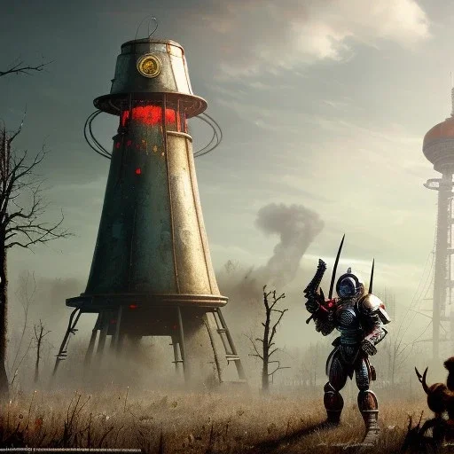 fallout 4, yurt city, spray paint, mongols, chalk,chimney, antennas, sattelite dish,warhammer, fantasy game art