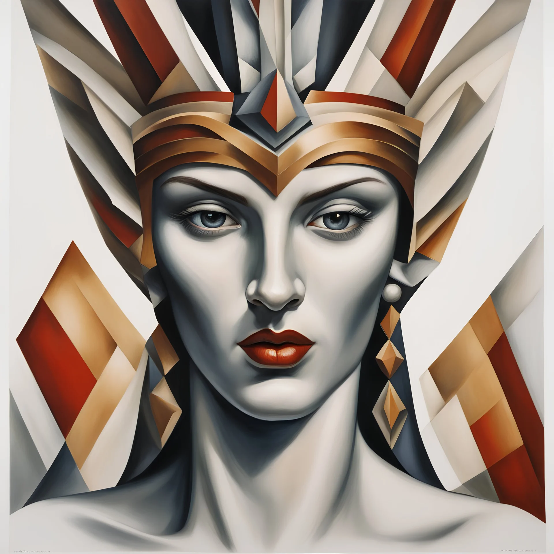 "Detailed painting of the head and shoulders in the style of Tamara de Lempicka the Strong, the head of the god Perun, on a pure white background"