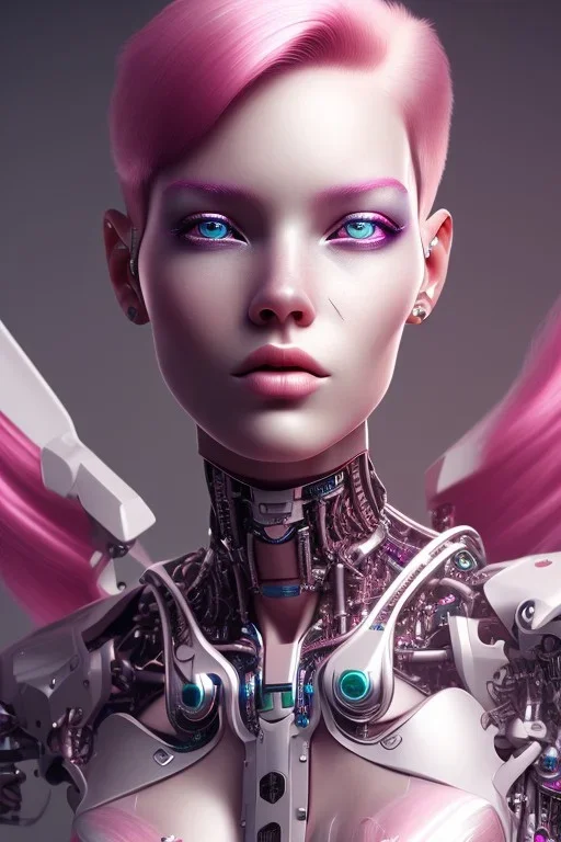 cyborg, pink hair,seven , perfekt, real, dream