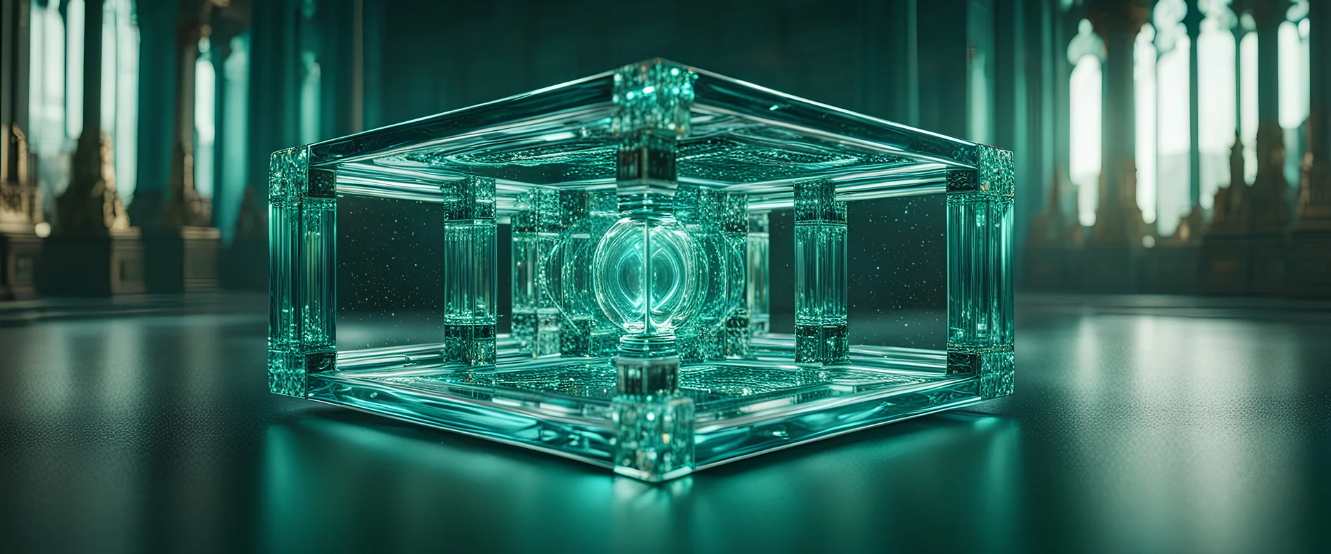 High-end state-of-the-art aesthetics ancient tesseract four-dimensional liquid symmetrical hypercube, four-dimensional liquid reality, supreme cinematic-quality photography, sage green blue, Vintage style with Octane Render 3D technology,hyperrealism photography, (UHD) with high-quality cinematic character render,Insanely detailed close-ups capturing beautiful complexity,Hyperdetailed,Intricate,8K,Hyperrealism craftwork