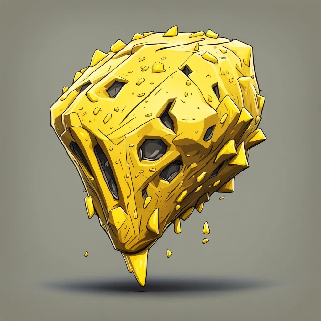yellow cartoon asteroid stylized