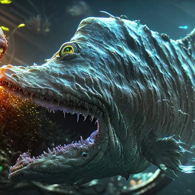 fluid ink angler fish creature, unreal engine 5, 8k resolution, photorealistic, ultra detailed