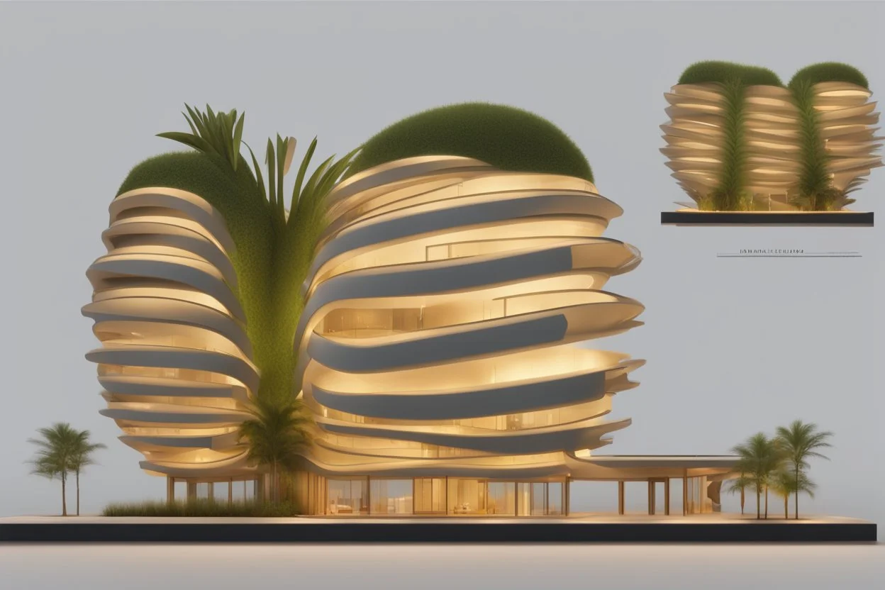 A tourist resort in the shape of a pineapple, interior design, facade, section, 3D