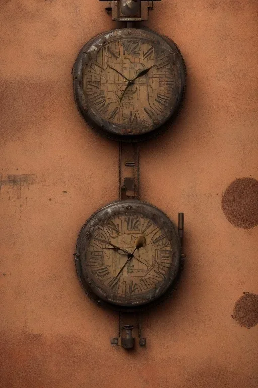 african portrait in rusted clocks, clock face, rust, scaffolding, ghana colours, cyberpunk, high detail