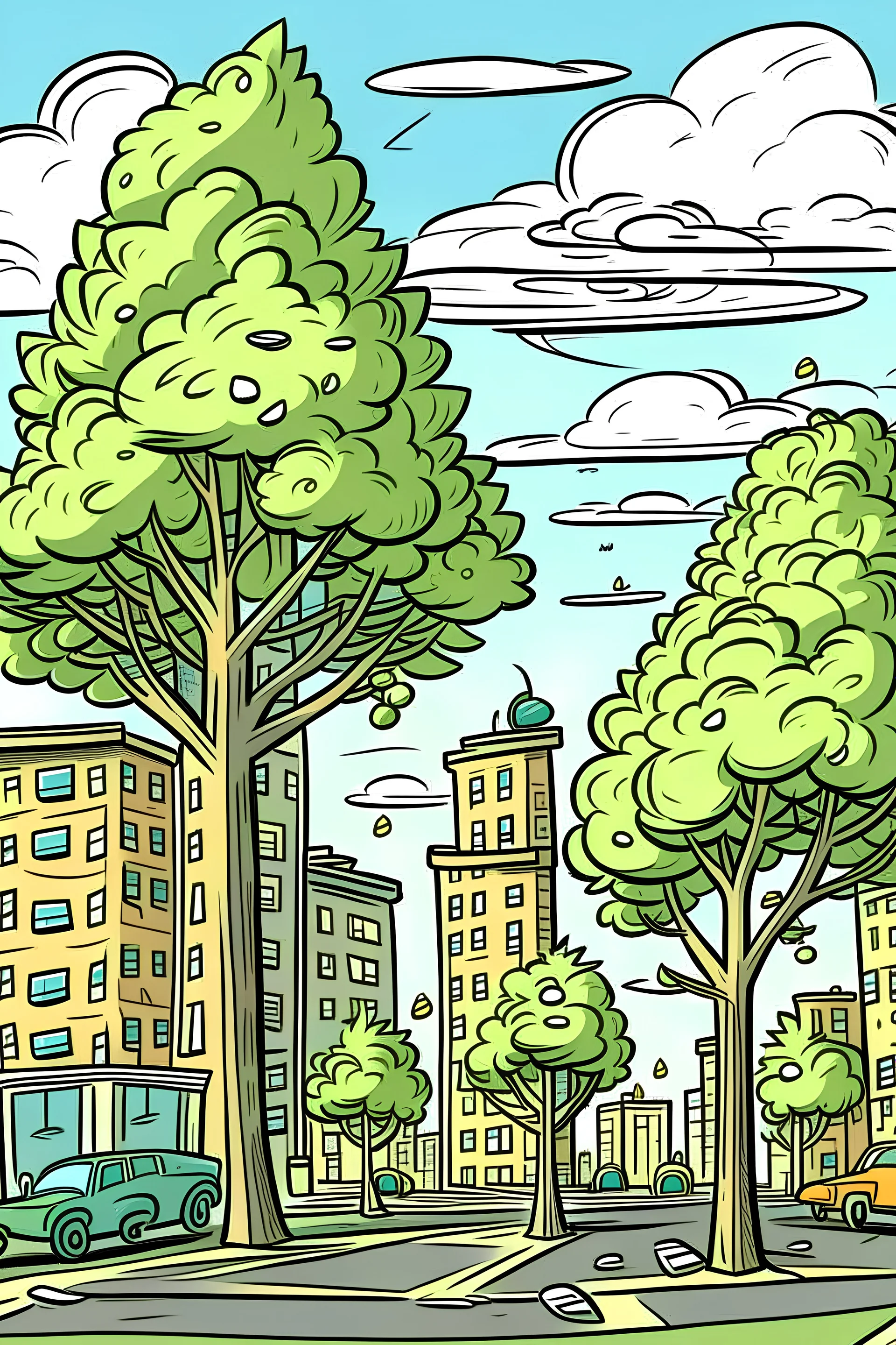 city trees old cartoon