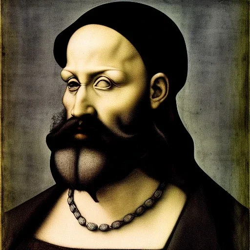 Retrato de un hombre con barba y canas llamado Ricardo Santiago Mozos con el estilo de Leonardo da Vinci